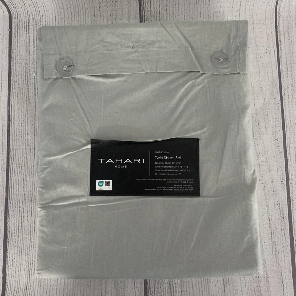 Tahari Home Sheet Set TWIN Sage Green 100% Cotton Crisp Natural Earthy Neutral